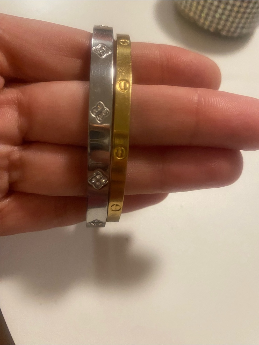 2 Gold and Silver fashion jewelry Bangle Bracelet Set - Women Jewelry